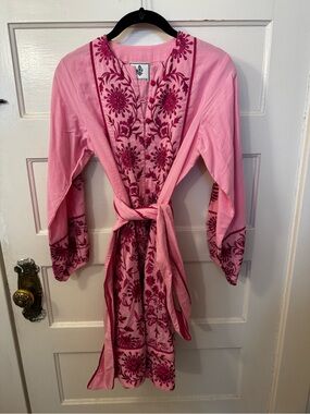 Sue Sartor Embroidered Flounce Shorty Dress UEC Boho Mini Resort Wear XS